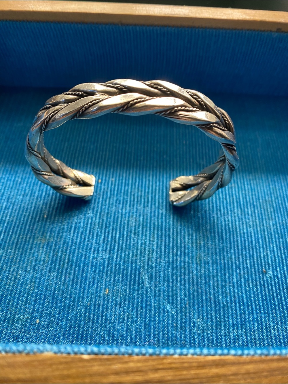 Braided Sterling silver Open Cuff Bracelet - Women Jewelry